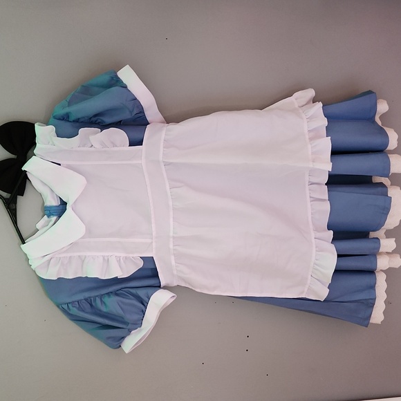 Alice In Wonderland Costume Blue Dress with Apron And Bow🐇 - Picture 1 of 4